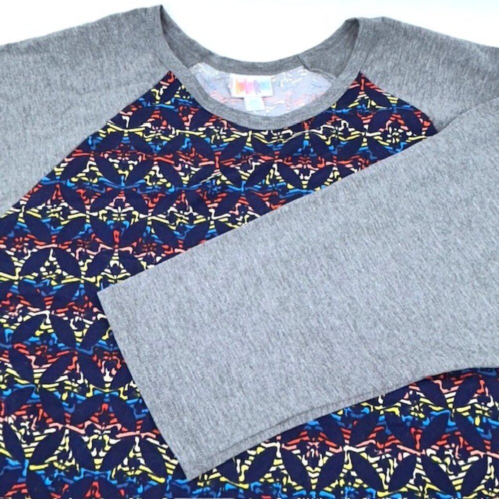 LuLaRoe Randy Tunic Top Size 2XL Baseball T-shirt Multicolored Raglan Sleeve